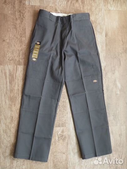 Брюки Dickies Double Knee т/серые широкие 34W 32L