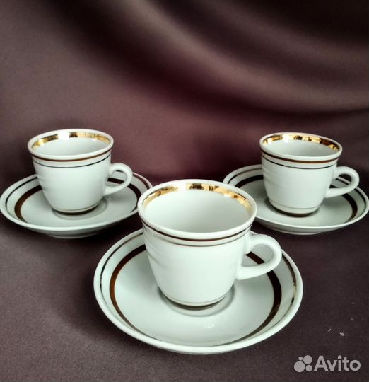 Кофейная пара. 3шт.Новая.Полонное.Советский фарфор