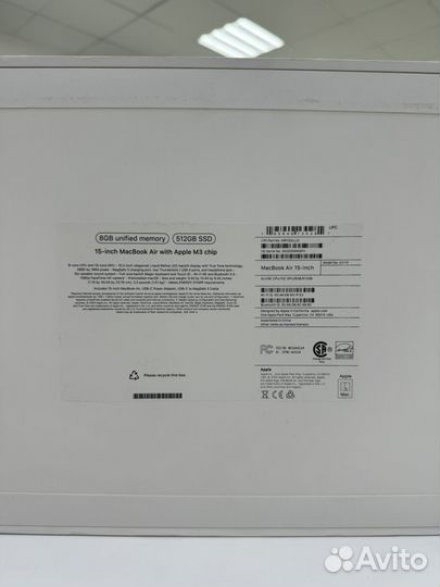 Macbook air 15 m3 512 gb