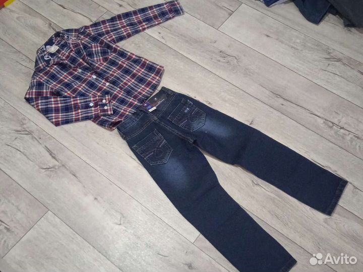 Рубашка+ джинсы 7-8лет