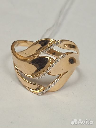 Золотое кольцо с фианитом 18р