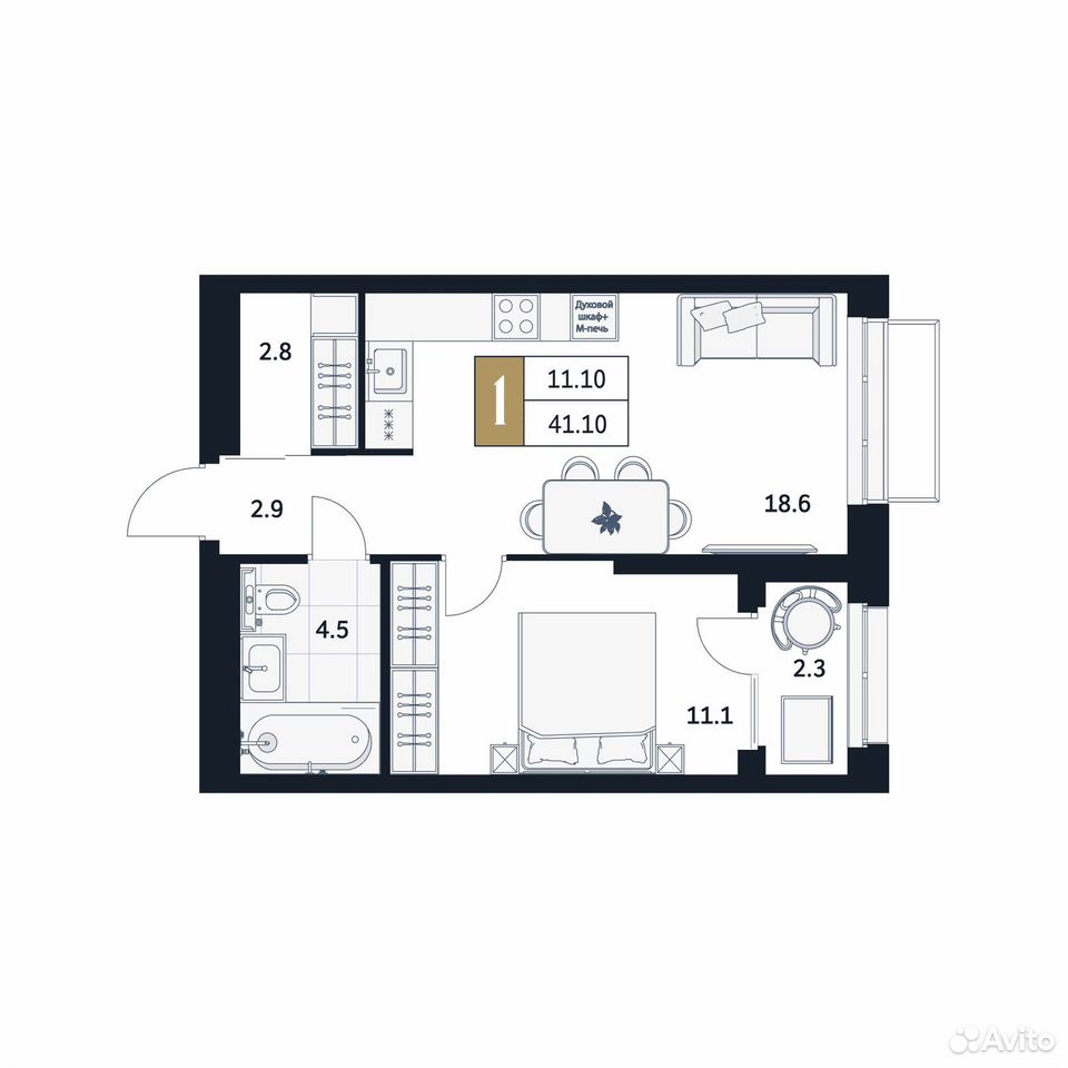1-к. квартира, 41,1 м², 11/17 эт., Стерлитамак