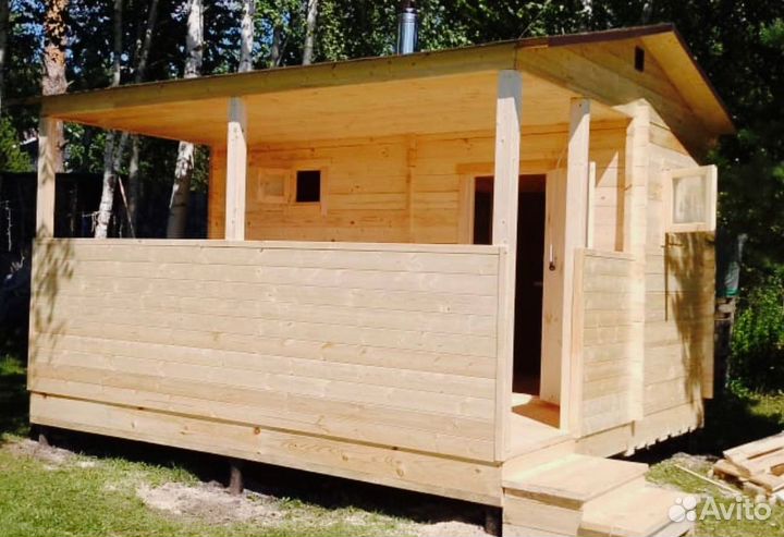 Баня каркасная под ключ 2,4 * 3 метра с установкой