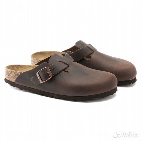 Новые кожаные сабо Birkenstock Boston habana 48rus