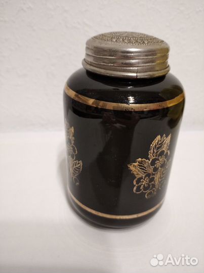 Старинная чайница кобальтовое стекло