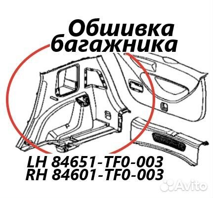 Обшивка багажника правая Honda Fit GE7 L13A 2010