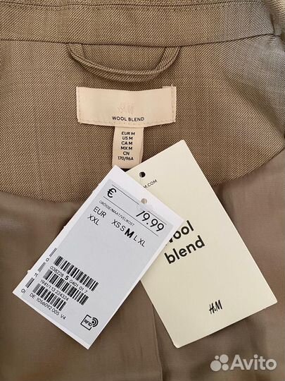 Новый пиджак h&m Wool blend premium 46 женский