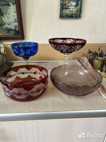 Салатник цветное стекло СССР