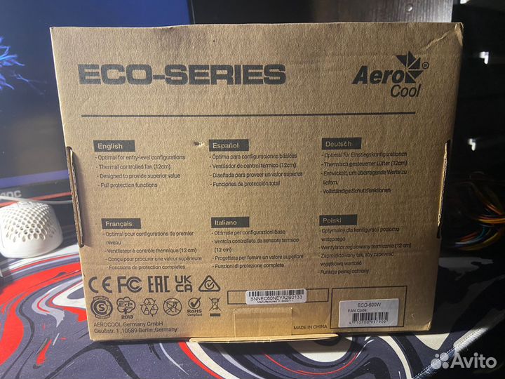 Блок Питания 600w AeroCool ECO-series (серый)