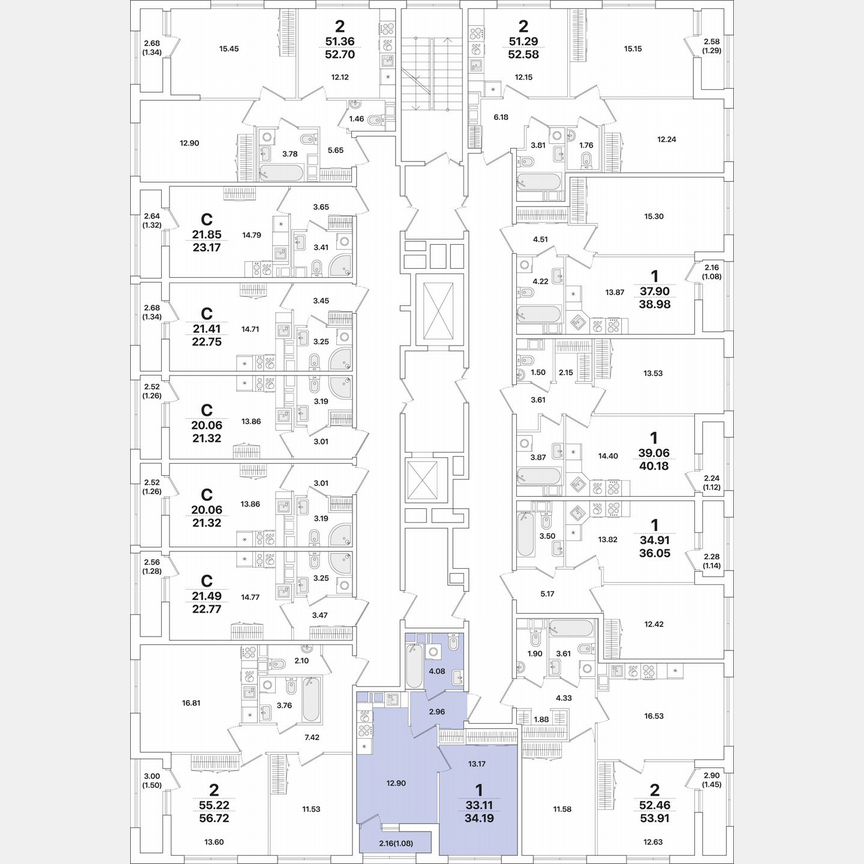 1-к. квартира, 34,2 м², 9/12 эт.