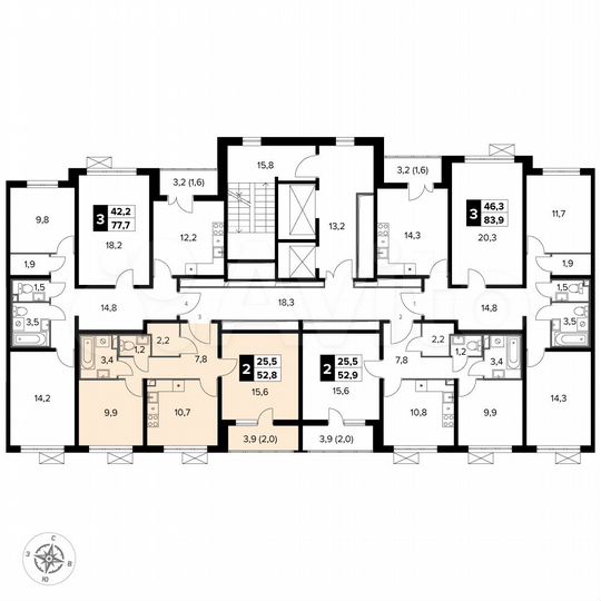 2-к. квартира, 52,8 м², 19/22 эт.