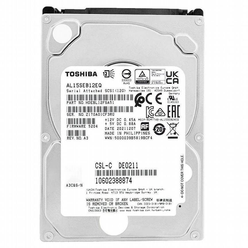 [HDEBL12GUA51] Жесткий Диск Toshiba Al15seb12eq 1.2tb Sas 2,5" Hdebl12gua51
