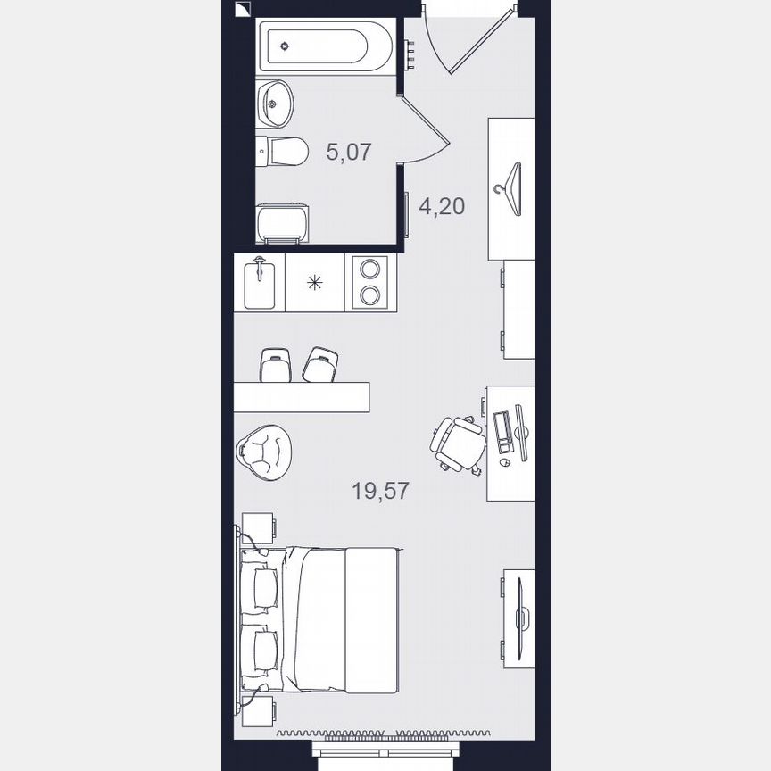 Апартаменты-студия, 28,8 м², 2/24 эт.