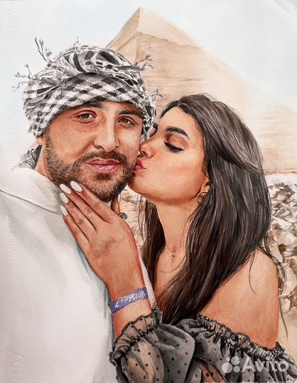 Портрет на заказ, по фото. Ручная работа. Акварель