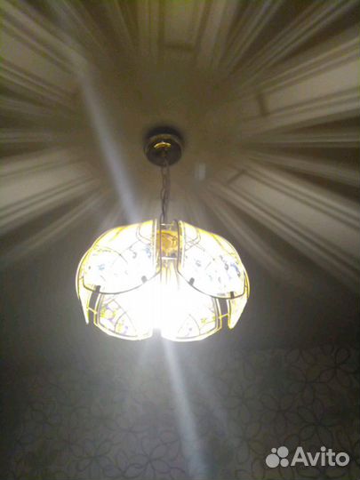 Люстра потолочная Италия (металл и стекло с пескос