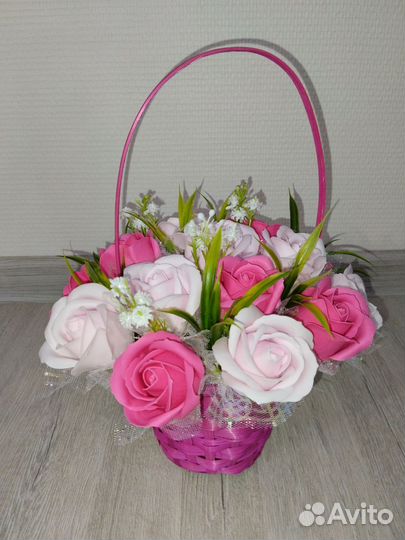 Мыльные цветы в корзинке