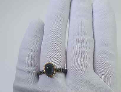 Кольцо с черным опалом