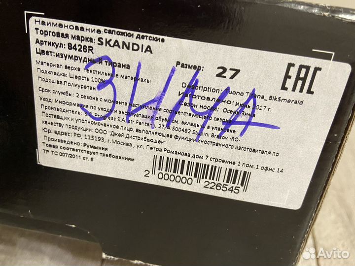 Сапожки Skandia