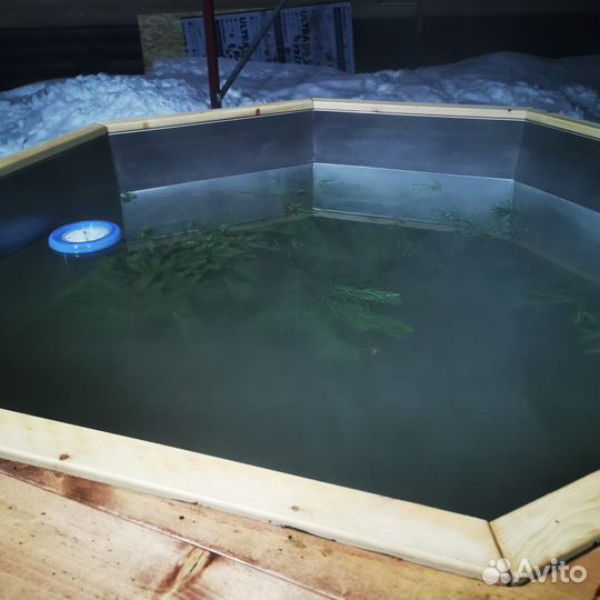 Банный чан на дровах под открытым небом