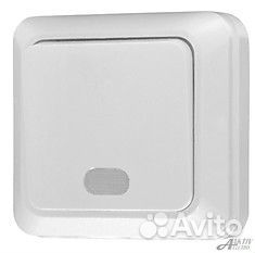 Выключатель одноклав белый с подсветкой накладной