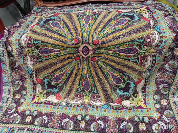 Платок огромная шерстяная шаль 140см etro италия