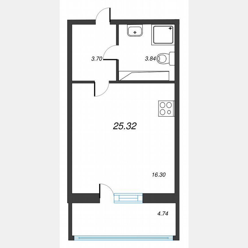 Квартира-студия, 28,3 м², 13/22 эт.