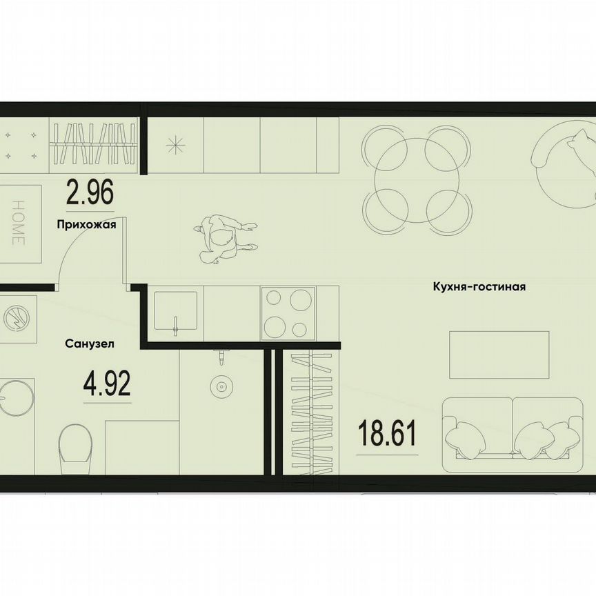 Квартира-студия, 26,5 м², 2/12 эт.