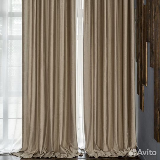 Портьеры бархат Беллиссимо светлая карамель шторы