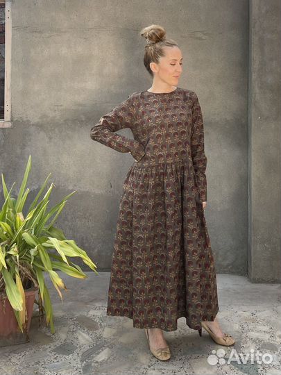 Платье в Бохо стиле, заниженная талия