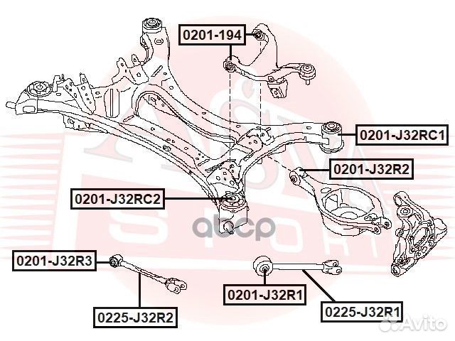 Сайлентблок заднего подрамника L/R (сзади) 0201