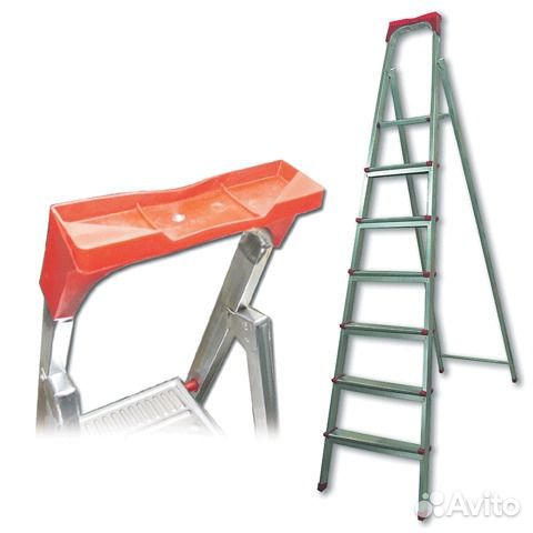 Стремянка стальная 7 ступеней, верхняя площадка 1