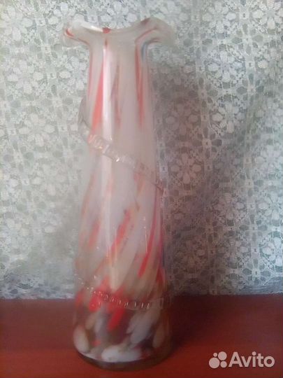Ваза гутное цветное стекло СССР
