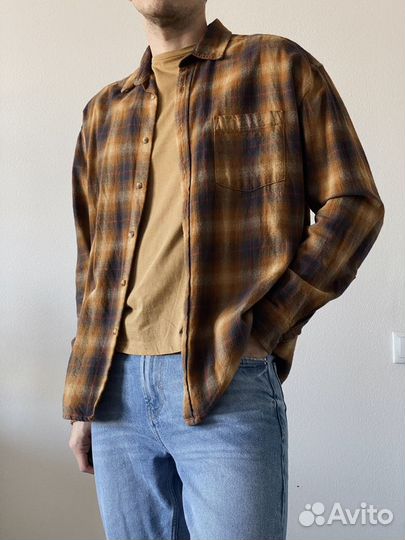 Мужская рубашка в клетку ASOS, коричнево-горчичная