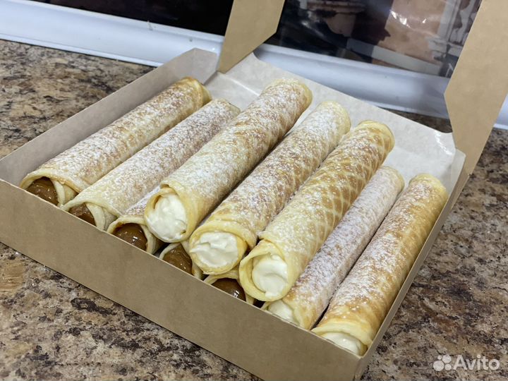Вафельные трубочки со сгущенкой, крем-чиз
