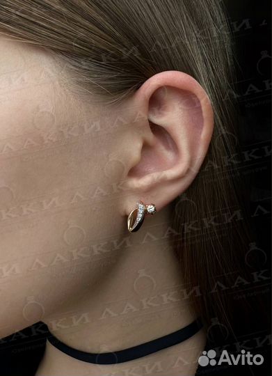 Золотые серьги с бриллиантами 585 / 5.14 гр