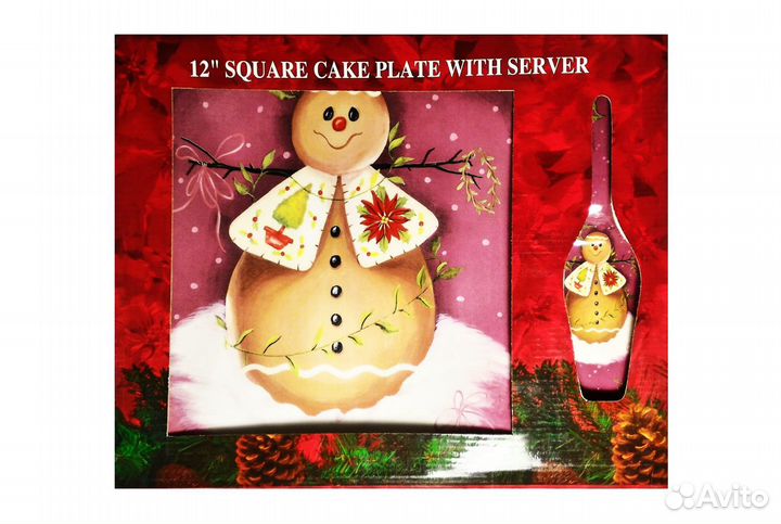 Новая тортница-блюдо 30x30см с лопаткой