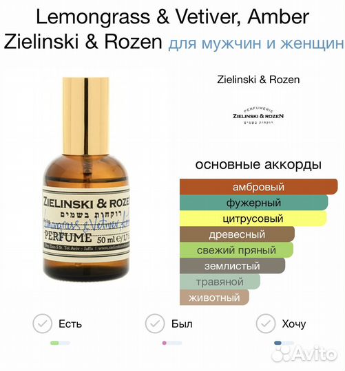 Zielinski&rozen lemongrass&Vetiver&Amber