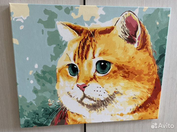 Картина рыжий кот акрил на холсте