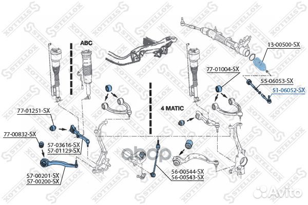 51-06052-SX наконечник рулевой MB W221 05 510
