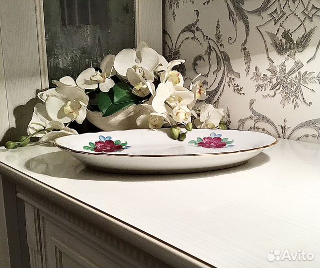 Большое овальное блюдо. Дулево винтаж