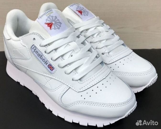 Reebok Classic кожа белые кроссовки размеры 39-42