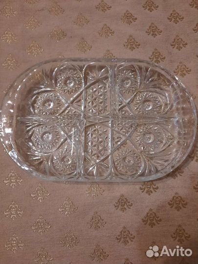 Хрустальные менажница и десертные тарелочки