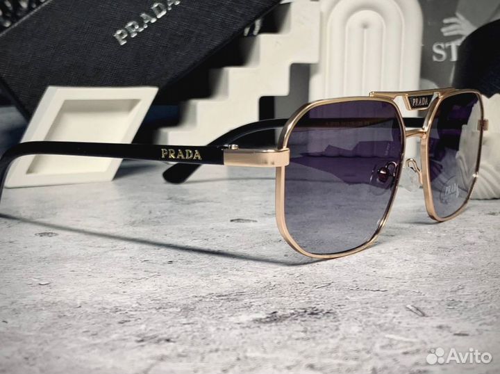 Очки Prada aviator золотые