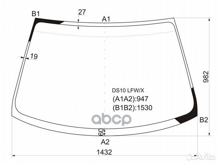 Стекло лобовое toyota gaia 98-04 DS10 LFW/X XYG