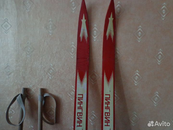 Лыжи деревянные с палками СССР