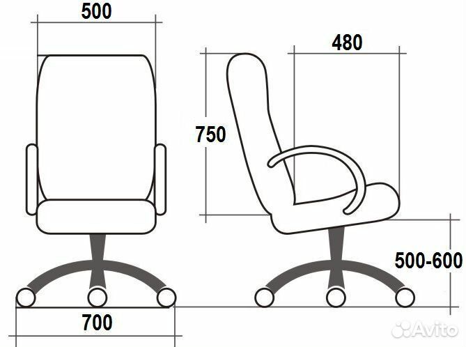 Компьютерное кресло Стиль Хром, экокожа, черный
