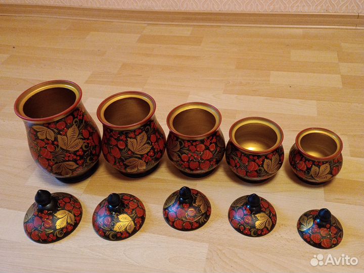 Набор банок для сыпучих продуктов Хохлома