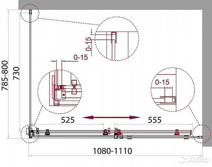 Душ. уголок BelBagno 80cm chrome acqua-ah-1-110/8