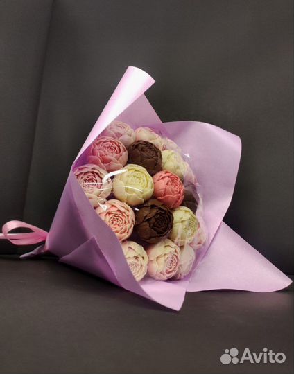 Шоколадные Пионы - 19 шт в Букете