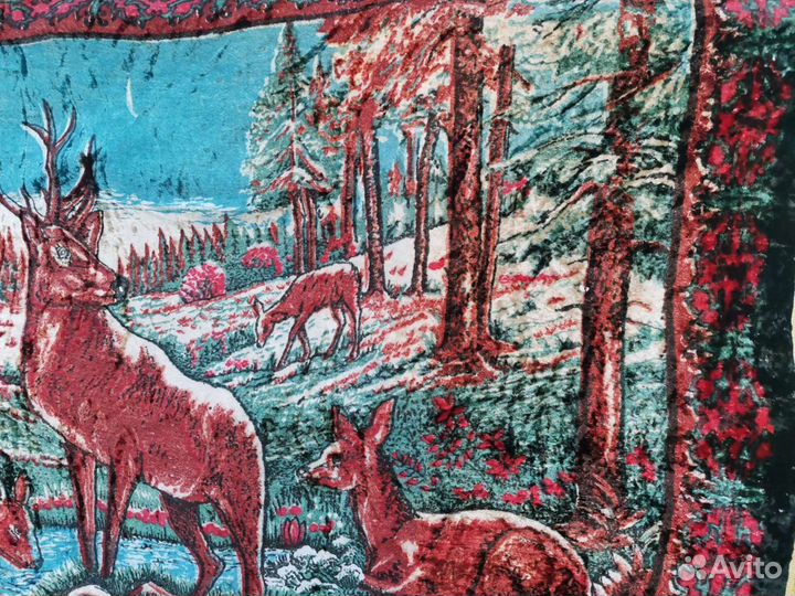 Ковёр плюшевый олени СССР винтаж
